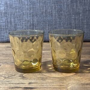 2 Hazel Atlas Amber El Dorado Vintage Depression Cocktail Glass 8 oz 3 1/4" tall